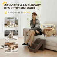 PawHut Escalier pour Chien Pliant à 3 Marches Antidérapantes Escalier pour Animaux en Plastique 50 x 30,5 x 36,5 cm Marron(m-7)