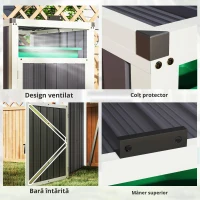Outsunny Adăpost pentru 1 coș de gunoi 240L, adăpost de exterior pentru coș de gunoi, capac rabatabil 180°, oțel galvanizat 73 x 81 x 122 cm, gri închis(m-5)