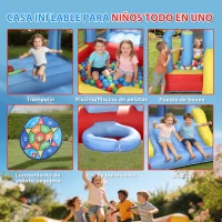 AIYAPLAY Castillo Hinchable para Niños con Soplador Tobogán Trampolín Piscina Pilar de Boxeo y Aro de Baloncesto 277x270x215 cm(m-4)