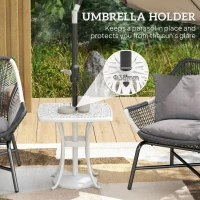 Outsunny Outdoor Garden Table with 38mm Dia. Umbrella Hole, Cast Aluminium Patio End Table with Anti-slip Foot Pads for Garden(m-5)
