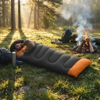 Outsunny Sleeping Bag for Adults, Lightweight & Compact Sleeping Bag, 3 Seasons, Grey(m-2)