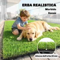 Outsunny 22 pezzi Erba Sintetica, Tappetino 30x30 cm, Pelo 25 mm, Verde(m-4)