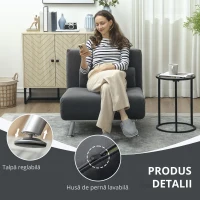 HOMCOM Fotoliu-Pat Single Reglabil din Material cu Aspect de In Gri Închis(m-4)