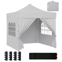 Outsunny 3 x 3 m Pop Up Gazebo with Sidewalls, UPF50+ Heavy Duty Garden Party Tent Marquee with Wheeled Carry Bag, Silver Grey(m-10)