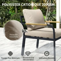 Outsunny Salon de Jardin 7 Pièces Ensemble Canapé d'Angle Extérieur Modulable avec Table en WPC et Pouf Beige et Gris(m-5)