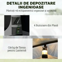 Outsunny Cort de Camping Tunel pentru 2-4 Persoane, Înălțime 213cm, cu 2 Camere, Cort Familial Impermeabil 3000mm cu Verandă, Ferestre, Buzunare, Cârlig și Geantă de Transport, Bleumarin(m-8)