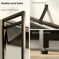 HOMCOM Bookshelf 5-Tier Metal Frame Bookcase Storage Shelves for Living Room Black(m-7)