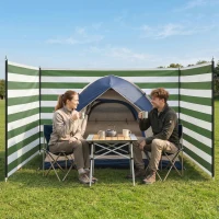 Outsunny 4 Pole Camping Windbreaks, Beach Wind Shield Shelter with Carry Bag and Steel Poles, 540cm x 150cm, Army Green(m-8)