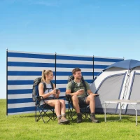 Outsunny 4 Pole Camping Windbreaks, Beach Wind Shield Shelter with Carry Bag and Steel Poles, 540cm x 150cm, Dark Blue(m-9)