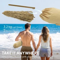 Outsunny Strandschirm mit Strohfransen Ø178 cm mit Neigung Höhenverstellbar UV50+ Tragetasche Hellbraun(m-5)