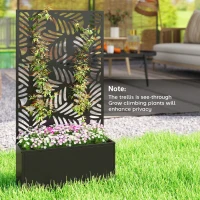 Outsunny Metal Garden Bed for Garden with Trellis, Wall Mounted or Freestanding Raised Planter with Privacy Screen(m-8)
