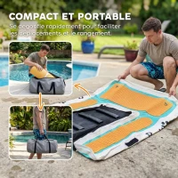 PawHut Rampe d'Eau Gonflable pour Chien jusqu'à 100kg, Surface Antidérapante en EVA, Sac de Rangement, 151x102x15cm, Orange(m-9)