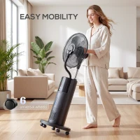 HOMCOM 4-w-1 Wentylator stojący z chłodzeniem wodnym, oczyszczacz powietrza, ochrona przed komarami, 9-godzinny timer, 3 tryby, pilot, czarny(m-9)