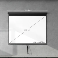 HOMCOM Pantalla de proyección 304,8 cm 4:3 HD 4K, carcasa metálica, pantalla altura ajustable manualmente, 244x183cm, negro(m-3)