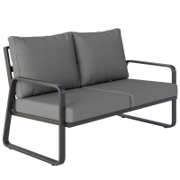 Outsunny Divano giardino 2 posti con cuscini sfoderabili, 121x69x69 cm, Grigio chiaro
