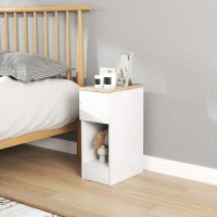 HOMCOM Mesita de Noche Moderna Mesilla de Noche con Cajón y Compartimento Abierto para Dormitorio Salón 20x30x50 cm Blanco(m-7)