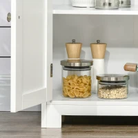 HOMCOM Armário de Cozinha com 2 Portas de Vidro Temperado 2 Prateleiras Abertas e Armário com Prateleira Ajustável 60x30x162 cm Branco(m-10)