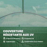 Outsunny Serre tunnel de jardin 12m², serre de jardin tunnel 295x400x200cm porte et 8 fenêtres, bâche PE 140 g/m² vert(m-6)