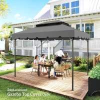 Outsunny Tetto per Gazebo 3x4 m a 2 Livelli con 8 Fori di Drenaggio in Poliestere Grigio Chiaro(m-8)