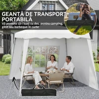 Outsunny Pavilion pliabil cu 2 laterale, Stalpi oblici si geanta de transport, cort de evenimente inaltime reglabila UV50+, cort de gradina, curte, acoperis 2,4 x 2,4 m / baza 2,9 x 2,9 m, alb(m-8)