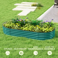 Outsunny Galvanised Raised Garden Bed, Metal Planter Box with Safety Edging, for Flowers, Herbs, Succulents, Light Green(m-7)