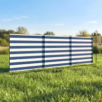 Outsunny 4 Pole Camping Windbreaks, Beach Wind Shield Shelter with Carry Bag and Steel Poles, 540cm x 150cm, Dark Blue(m-3)