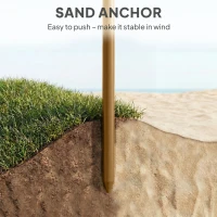 Outsunny Strandschirm mit Strohfransen Ø178 cm mit Neigung Höhenverstellbar UV50+ Tragetasche Hellbraun(m-4)