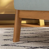 HOMCOM Fauteuil de salon avec cadre en bois massif fauteuil lounge - assise profonde - accoudoirs - lin synthétique gris clair(m-9)