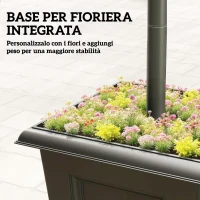 Outsunny Lampione da Giardino Solare 1.85 m in Acciaio Inox con Altezza Regolabile, IP44 Impermeabile(m-6)