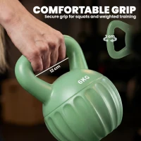 SPORTNOW Kettlebell hantla kulowa 6 kg obciążenie wypełnione piaskiem dla początkujących do treningu siłowego w domu 17 x 17 x 23 cm zielony(m-6)