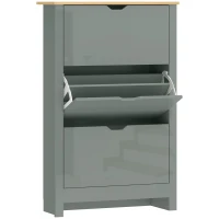 HOMCOM Slim Shoe Cabinet, Narrow Shoe Cupboard with 3 Flip Drawers, Adjustable Shelves for 18 Pairs of Shoes, Light Grey(m-1)