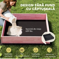 AIYAPLAY Ladă de Nisip pentru Copii 3-6 Ani cu Acoperiș cu Flamingo, Scaune Pliabile, Capac și Husă Incluse, Ladă de Joacă din Lemn de Brad, 134,5x127,5x130 cm, Roz(m-6)