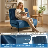 HOMCOM Poltrona Letto Pieghevole Trasformabile con Schienale Regolabile, Blu(m-6)
