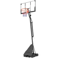 SPORTNOW Mobiler Basketballkorb, höhenverstellbar von 2,45-3,05 m, bruchsicheres Backboard, Handkurbel-Höhenverstellung(m-10)