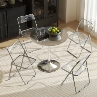 HOMCOM Lot de 4 chaises pliantes en acrylique et acier, chaises pliantes portables pour maison, salle à manger, transparentes(m-7)