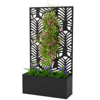 Outsunny Metal Garden Bed for Garden with Trellis, Wall Mounted or Freestanding Raised Planter with Privacy Screen(m-11)