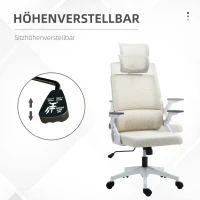 Vinsetto Bürostuhl Schreibtischstuhl Office-Stuhl, höhenverstellbar, 1 Kopfstütze, 60 x 61 x 121,5 cm Beige(m-4)