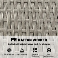 Outsunny 3 Piece Rattan Bistro Set, PE Wicker Garden Furniture Conversation Set with 2 Tier Glass-Top Table, Chairs, Dark Grey(m-7)