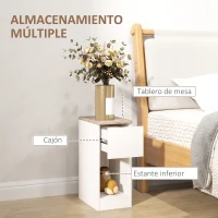 HOMCOM Mesita de Noche Moderna Mesilla de Noche con Cajón y Compartimento Abierto para Dormitorio Salón 20x30x50 cm Blanco(m-4)