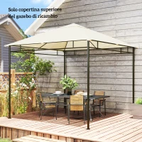 Outsunny Tetto di Ricambio per Gazebo 3x3m in Poliestere con Prese d'Aria e Fori di Drenaggio, Crema(m-9)