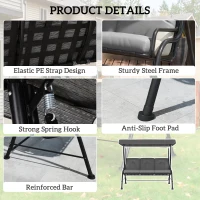 Outsunny 3-Seater Garden Swing Seat, Outdoor Swing Chair with Adjustable Waterproof Canopy, Light Grey(m-7)