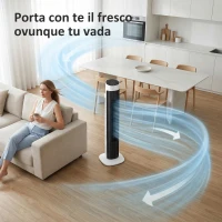 HOMCOM Ventilatore a Torre da Pavimento, Oscillante 70°, 80 cm, Bianco e Nero(m-8)
