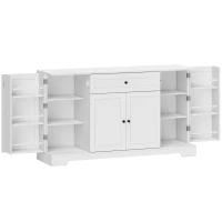 HOMCOM Aparador de cocina, mueble de almacenamiento con cajón, 4 puertas con cierre suave, estantes en puerta y baldas ajustables, blanco(m-1)