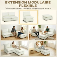 HOMCOM Fauteuil de salon, canapé 1 place moderne sans accoudoirs avec assise large, coussins épais, 146x85x78cm, crème(m-4)