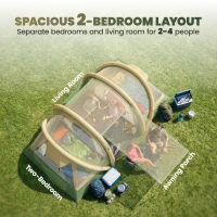 Outsunny Inflatable Tent 2 Bedroom 3000mm Waterproof Windproof Air Tent with Carry Bag for 4 Person(m-5)