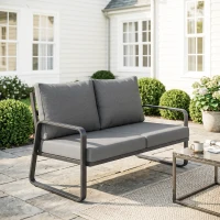Outsunny Divano giardino 2 posti con cuscini sfoderabili, 121x69x69 cm, Grigio chiaro(m-6)