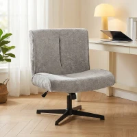 HOMCOM Poltrona lounge girevole in velluto regolabile in altezza, Grigio(m-7)