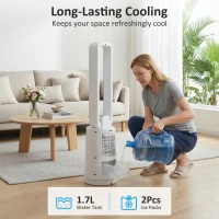 HOMCOM Klimatyzator ewaporacyjny z pilotem, 15-godzinny timer, wkłady chłodzące do domu i biura, biały(m-5)