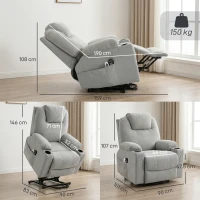 HOMCOM Power Lift Recliner Chair with Pocket Spring, Electric Lift Chair with Wide Backrest, Light Grey(m-3)