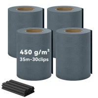 Outsunny Brise-vue PVC Rouleau Occultant 35m Bande de Protection Visuelle 450g/m² avec 120 Clips de Fixation Gris Anthracite(m-1)